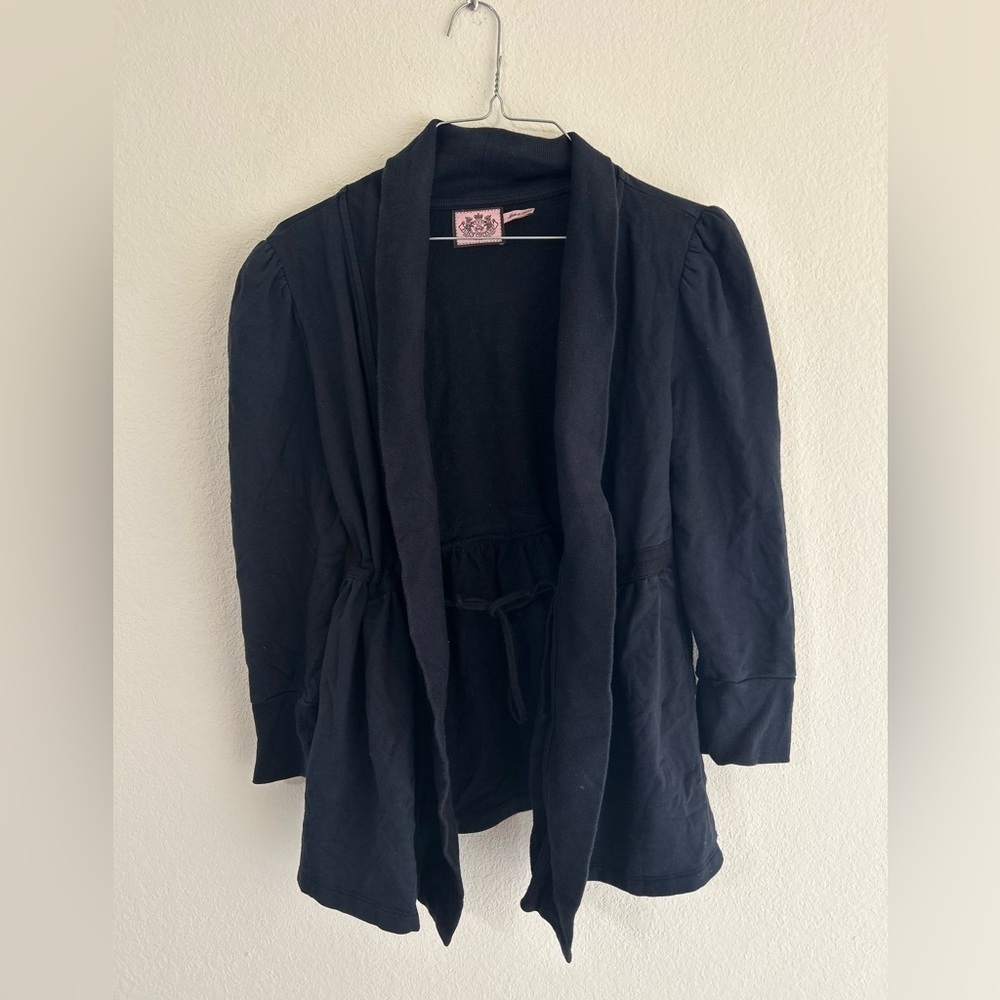 Y2K Juicy Couture Open Front Cardigan Women’s Size Medium Adjustable Tie Cotton